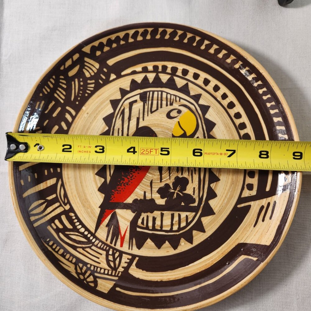 Disney Parks Enchanted Tiki Room 9" Bamboo Jose The Parrot Plate 4 PIECE Set EUC - Picture 4 of 7